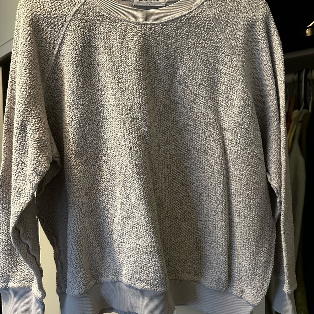 perfectwhitetee Women's Textured Grayish- blue Sweatshirt (Ziggy)